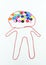 Colorful of buttons sewing with boy shape on white background