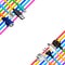 Colorful cables and plugs in corners isolated vector