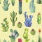 Colorful Cacti seamless pattern