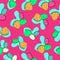 Colorful Cactus Punchy Pastel Colors on Punchy Pink Background.Seamless Repeat Pattern