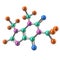 Colorful caffeine molecule 3d illustration