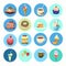 Colorful Cake Collection Sweet Dessert Food Icon Set