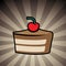 Colorful Cake Icon on a Brown Striped Background