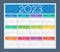 Colorful calendar for 2023 year. Russian language. Week starts on Monday