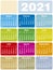 Colorful Calendar for Year 2021, Spanish Language