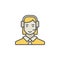 Colorful call center operator icon. Vector woman in headset
