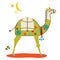 Colorful camel illustration on white background