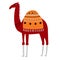 Colorful camel illustration on white background