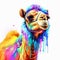 Colorful Camel Painting With Drippy Paint Splatters