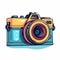 Colorful Camera Vector Illustration: Nostalgic Realism And Social Media Portraiture