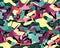 Colorful camouflage safari pattern. Illustration for fabrics, postcards, greeting cards, invitations, banners.