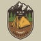 Colorful camping and outdoor recreation label