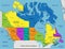 Colorful Canada political map with clearly labeled, separated layers.