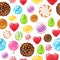 Colorful candies sweets icons background - vector illustration.