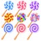 Colorful candy lollipops set of icons - the vortex of lollipops