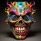 Colorful Candy Skull Sculpture: Grotesque And Macabre Comic Book Mask