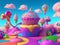 Colorful Candyland Background, Generative AI Illustration