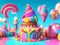 Colorful Candyland Background, Generative AI Illustration