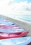 Colorful canoes in the beach