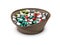 Colorful capsules with vitamins and minerals in the basket, 3d Illustration