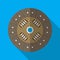 Colorful car clutch plate disk icon in modern flat style with long shadow.