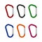 Colorful Carabiner set icon isolated on white background. Vector illustration