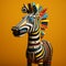 Colorful Cardboard Zebra: A Playful Composition Of Artistic Styles