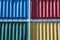 Colorful cargo containers stacked up