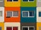 Colorful cargo containers used as home by students