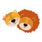 Colorful caricature faces of couple lion and lioness happiness expression