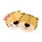 Colorful caricature faces of tiger couple animal happiness expression