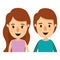 Colorful caricature front view half body couple children