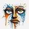 Colorful Caricature Illustration Of A Woman\\\'s Face With Edgy Design Elements