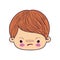 Colorful caricature kawaii face little boy with facial expression angry
