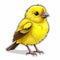 Colorful Caricature-like Canary Bird Sticker On White Background