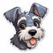 Colorful Caricature Schnauzer Head Sticker With Tongue Out