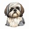 Colorful Caricature Of A Shih Tzu Dog In Detailed Illustration