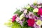 Colorful carnation flowers bunch on whtie background