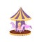 Colorful carousel with horses, merry go round in an amusement park cartoon vector Illustration