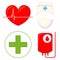 Colorful cartoon blood donation icon set