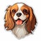 Colorful Cartoon Dog Sticker With King Charles Spaniel Face