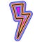 Colorful Cartoon Doodle Lightning. Icon Vector. Outline Simple Vector Illustration. Thunderbolt Comic Line Art.