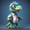 Colorful Cartoon Edmontosaurus: 3d Game Character With Casual Stylized Design