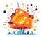 Colorful cartoon explosion with vibrant hues and dynamic motion effect. Abstract comic book style burst vector