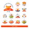 Colorful cartoon fast food label logo restaurant tasty american cheeseburger badge mea meal vector illustration