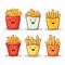 Colorful Cartoon French Fries Characters: Cute And Detailed Icon Pack