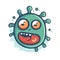 Colorful Cartoon Germ icon. A vibrant illustration of a single-eyed, smiling germ