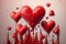 Colorful cartoon heart background. Red and pink dripping paint hearts Valentine\\\'s Day. Love and romance.