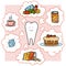 Colorful cartoon illustration. Bad food for the teeth. Educational poster for children