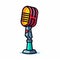 Colorful Cartoon Microphone Illustration On White Background